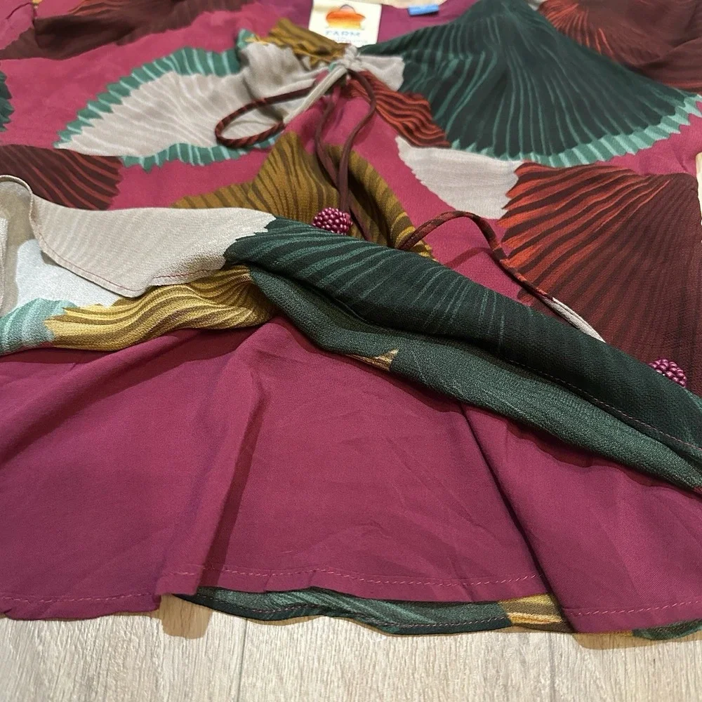 Farm Rio Katalina‎ Long Sleeve Blouse Abstract Print Anthropologie XS $158 Boho